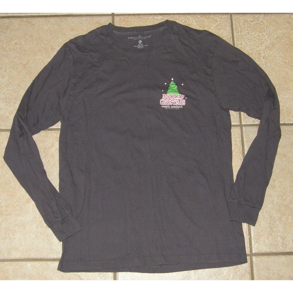 SIMPLY SOUTHERN Dark Gray Sz Small HOLIDAY CHRISTMAS GRINCH Long Sleeve Shirt
